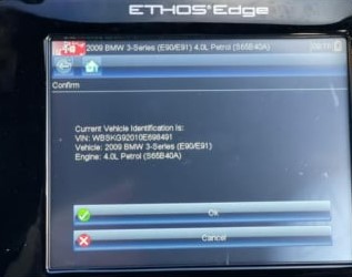Diagnostic reader showing VIN mismatch
