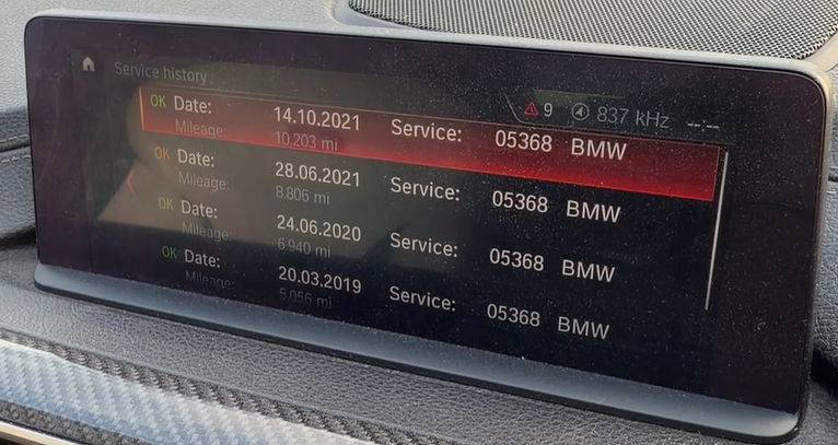 iDrive service history page 2